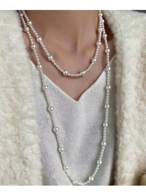 Ravinity Ekru Incili 2 Sıra Kolye, Şık Parlak Inci Kolye