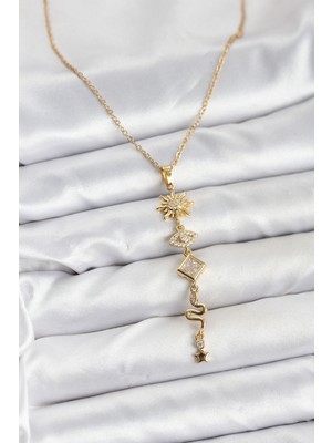 Lowell Home Ieg 316L Çelik Zincir Gold Renk Güneş ve Enerji Model Kadın Y Kolye LWLBJ-RSIEG2346