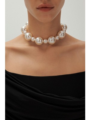 Ravinity Büyük Incili Choker Kolye, Tasma Inci Kolye