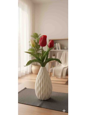 Talaşoğlu Dalga Desenli Dekoratif Vazo – Petg Modern Masaüstü Vazo