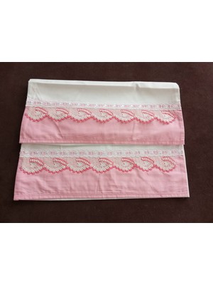 Mor Tırtıl El Işi Dantel Işlemeli 2 Adet Yastık Kılıfı Çeyizlik, Hediyelik