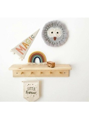 Ahşap Bebek Çocuk Odası Dekoratif Raflı Askilik 47CM