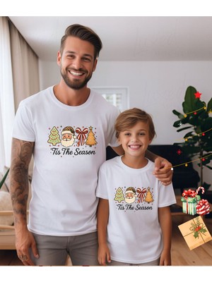 Aselinda Tis The Season Baskılı Christmas Tişört-Aile Kombin Tişört(Kombin Yapmak Için Ürün Ekleyiniz)