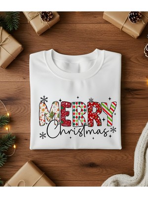 Aselinda Merry Christmas Baskılı Kısa Kollu Tişört | Aile Kombin Tişört(Kombin Yapmak Için Ürün Ekleyiniz)