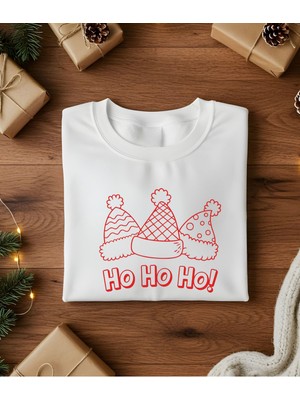 Aselinda Ho Ho Ho Baskılı Yılbaşı Tişörtü,noel Hediyesi,aile Kombin Tişört(Kombin Yapmak Için Ürün Ekleyiniz)