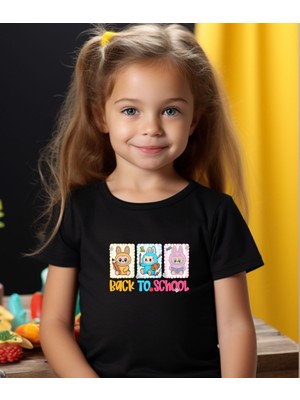 Aselinda Labubu Back To School Baskılı Unisex Çocuk Tişört-Okula Dönüş Baskılı Çocuk Tişört
