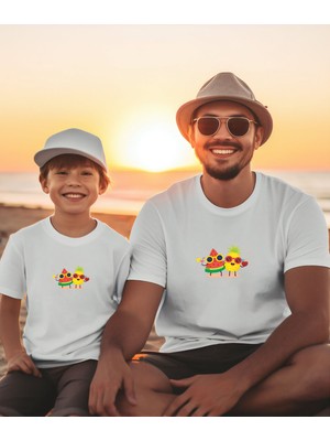 Aselinda Karpuz-Ananas Baskılı Aile Kombin Tişört (Kombin Yapmak Için 2 Ürün Ekleyiniz)