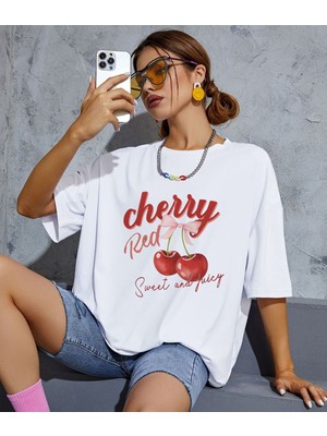Aselinda Cherry Kiraz Baskılı Tişört (Kombin Yapmak Için 2 Ürün Ekleyiniz)