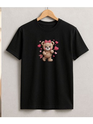 Aselinda Kalpli Ayıcık Baskılı Sevgili Çift Kombin Tişört(Kombin Yapmak Için Ürün Ekleyiniz)