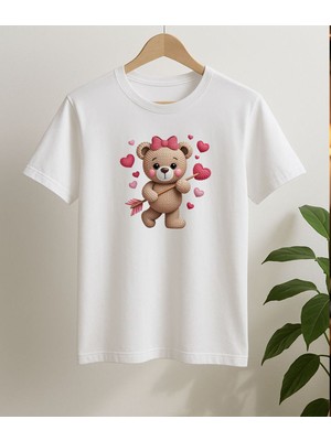 Aselinda Kalpli Ayıcık Baskılı Sevgili Çift Kombin Tişört(Kombin Yapmak Için Ürün Ekleyiniz)