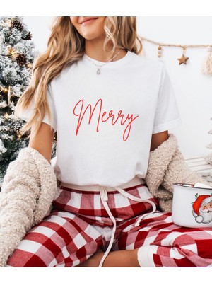 Aselinda Yılbaşı Merry Baskılı Tişört-Aile Kombin Tişört(Kombin Yapmak Için Ürün Ekleyiniz)