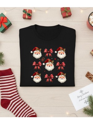 Aselinda Christmas Noel Baba Baskılı Yeni Yıl Tişört-Aile Kombin Tişört(Kombin Yapmak Için Ürün Ekleyiniz)