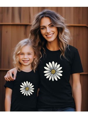 Aselinda Papatya Baskılı Anne-Kız Kombin Tişört (Kombin Yapmak Için 2 Ürün Ekleyiniz)