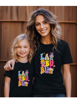 Aselinda Renkli Labubu Baskılı Anne-Kız Kombin Tişört (Kombin Yapmak Için 2 Ürün Ekleyiniz)