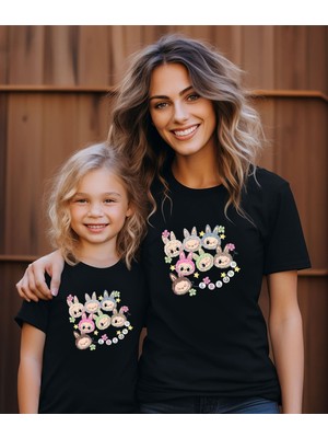 Aselinda Çoklu Labubu Baskılı Anne-Kız Kombin Tişört (Kombin Yapmak Için 2 Ürün Ekleyiniz)