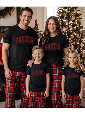 Aselinda 2026 Family Christmas Santa's Baskılı Yılbaşı Kombini Tişört (Kombin Yapmak Için Ürün Ekleyiniz)