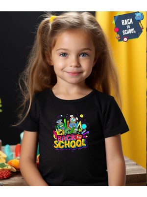 Aselinda Back To School Baskılı Unisex Çocuk Tişört-Okula Dönüş Baskılı Çocuk Tişört