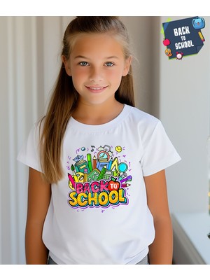 Aselinda Back To School Baskılı Unisex Çocuk Tişört-Okula Dönüş Baskılı Çocuk Tişört