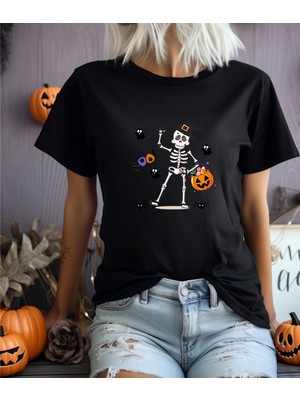 Aselinda Halloween Iskelet Baskılı Kombin Tişört (Kombin Yapmak Için 2 Ürün Ekleyiniz)