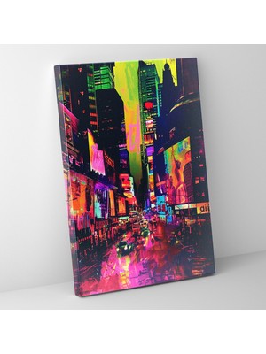 Popcas  Neon Şehir Manzarası Andy Warhol Kanvas Tablo Duvar Dekorasyonu