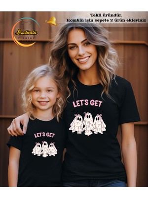 Aselinda Halloween Lets Get Spooky Baskılı Tişört (Kombin Yapmak Için 2 Ürün Ekleyiniz)