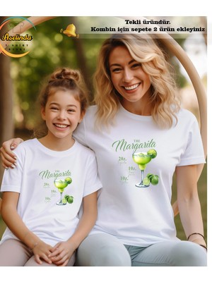 Aselinda Margarita Limon Baskılı T-Shirt Anne-Kız Kombin Tişört (Kombin Yapmak Için 2 Ürün Ekleyiniz)