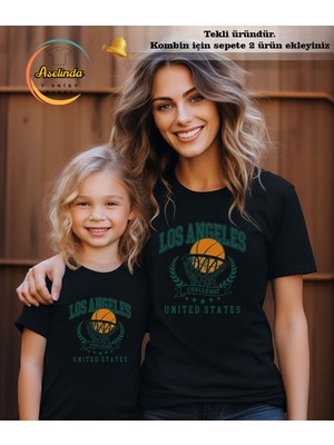 Aselinda Los Angeles Baskılı Unisex Tshirt-Aile Kombin Tişört (Kombin Yapmak Için 2 Ürün Ekleyiniz)