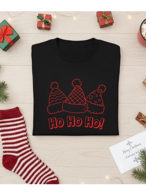 Aselinda Ho Ho Ho Baskılı Yılbaşı Tişörtü,noel Hediyesi,aile Kombin Tişört(Kombin Yapmak Için Ürün Ekleyiniz)