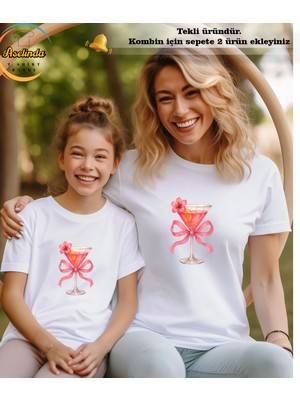 Aselinda Anne-Kız Pamuklu Bisiklet Yaka Kombin T-Shirt-(Kombin Için Sepete 2 Ürün Ekleyiniz)