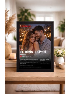 Woisco Kişiye Özel Loveflix Film Çerçeveli - Sevgiliye, Arkadaşa ve Doğum Günü Hediye Netflix Çerçeveli Tasarım Tablo 20X30CM