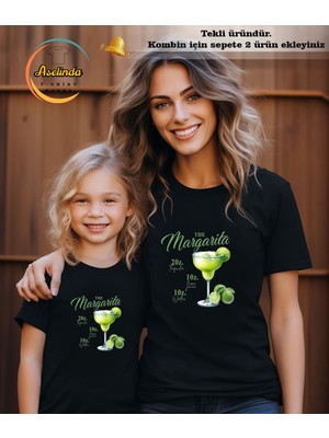 Aselinda Margarita Limon Baskılı T-Shirt Anne-Kız Kombin Tişört (Kombin Yapmak Için 2 Ürün Ekleyiniz)