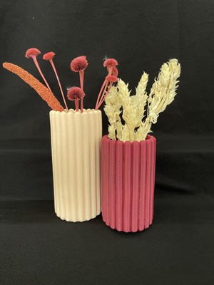 LunaLab3D Modern Oluklu Dekoratif Vazo Seti - Pastel Tonlar