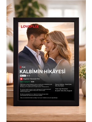 Woisco Kişiye Özel Fotoğraflı Loveflix Film Posteri Tasarım Tablo, Aile, Arkadaş, Sevgililer Günü Hediyesi 20X30CM