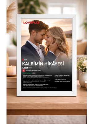 Woisco Kişiye Özel Fotoğraflı Loveflix Film Posteri Tasarım Tablo, Aile, Arkadaş, Sevgililer Günü Hediyesi 20X30CM