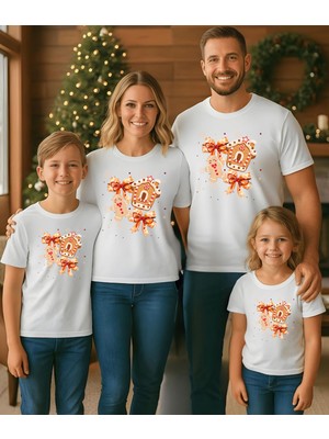 Aselinda Yeni Yıl Christmas Temalı Baskılı Aile Kombin Tişört (Kombin Yapmak Için Ürün Ekleyiniz)