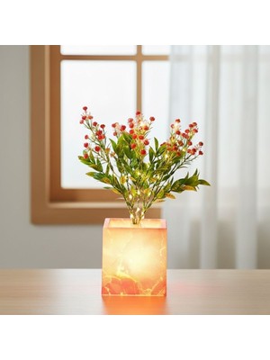 Lowell Home Işıklı Yapay Çiçek – Pembe Saksılı LED Dekoratif Bitki, Masaüstü ve Ev Ofis Aydınlatmal�