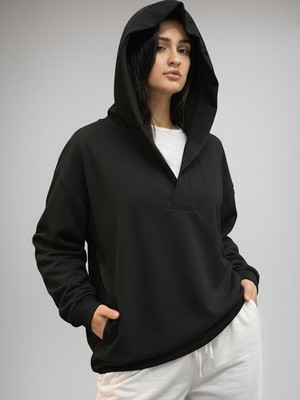 Trendseninle Siyah Premium Modal Kumaş Regular Eşofman Üstü