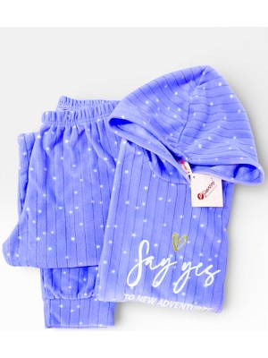 Pijamoni Kapşonlu Polar Pijama Takımı