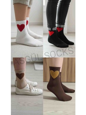 Asgül Socks Kalp Detaylı Kolej Çorap Seti 4çift