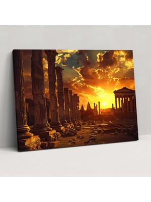 Popcas  Klasik Duvar Sanatı Roma Harabeleri Kanvas Tablo Günbatımı