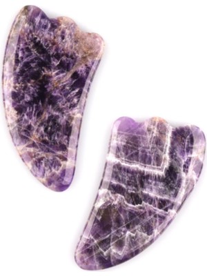 Normadia Ametist Doğal Taş Gua Sha Yüz Masaj Taşı Kaz Ayağı – 2 Adet