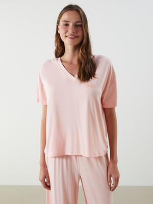 Lc Waikiki Yeni Sezon V Yaka Çiçekli Kadın Kaprili Pijama Takımı