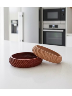 LunaLab3D Geometrik Kafes Tasarım Dekoratif Kase - Kiremit Rengi