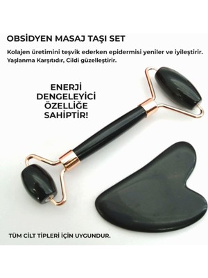 Normadia Doğal Obsidyen Masaj Taşı ve Gua Sha Seti, Sağlıklı Cilt Bakımı