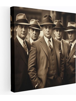 Popcas  Baba Vintage Sepya Fotoğraf Kanvas Tablo - Baba Takımlar Sepya Fotoğraf