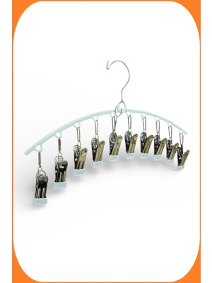 Ezmk Ev Gereçleri Çoklu Şal Askısı, Metal Mandallı Şal Askısı, 10 Mandallı Askı, Beyaz, 1 Adet