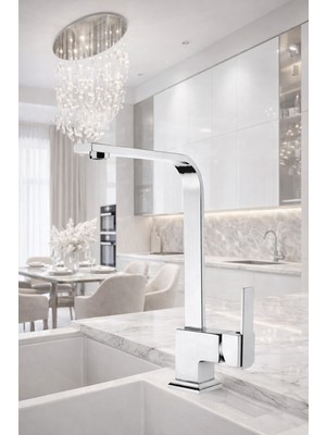 Musluq Mutfak Eviye Krom Kaplama Delta Lavabo Bataryası