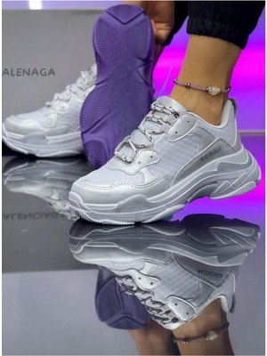 Liarca Urban Motion Siyah Beyaz Kalın Taban Gümüş Rengi Sneaker