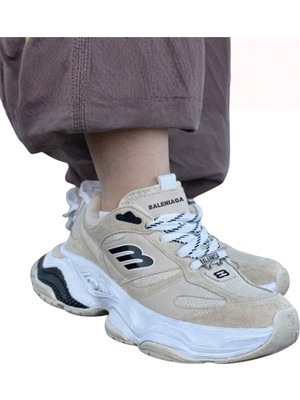 Liarca Urban Motion Siyah Beyaz Kalın Taban Bej Rengi Sneaker