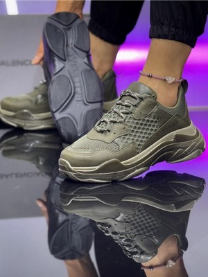 Liarca Urban Motion Siyah Beyaz Kalın Taban Haki Rengi Sneaker